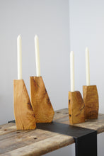 Load image into Gallery viewer, Faceted Oak Candlesticks
