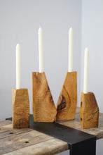 Load image into Gallery viewer, Faceted Oak Candlesticks
