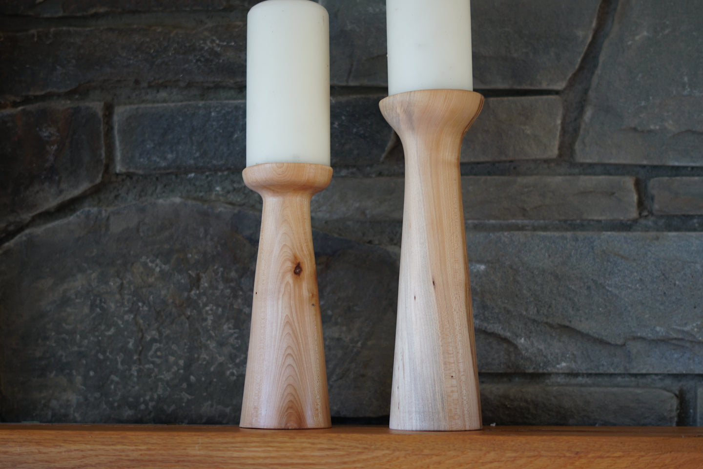 Asymmetrical maple candle sticks