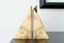 Load image into Gallery viewer, Spalted Maple and Steel Book Ends
