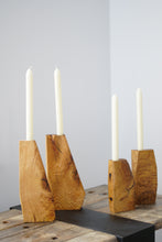 Load image into Gallery viewer, Faceted Oak Candlesticks
