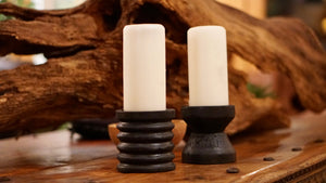 Small Yakisugi Wooden Candle Holders